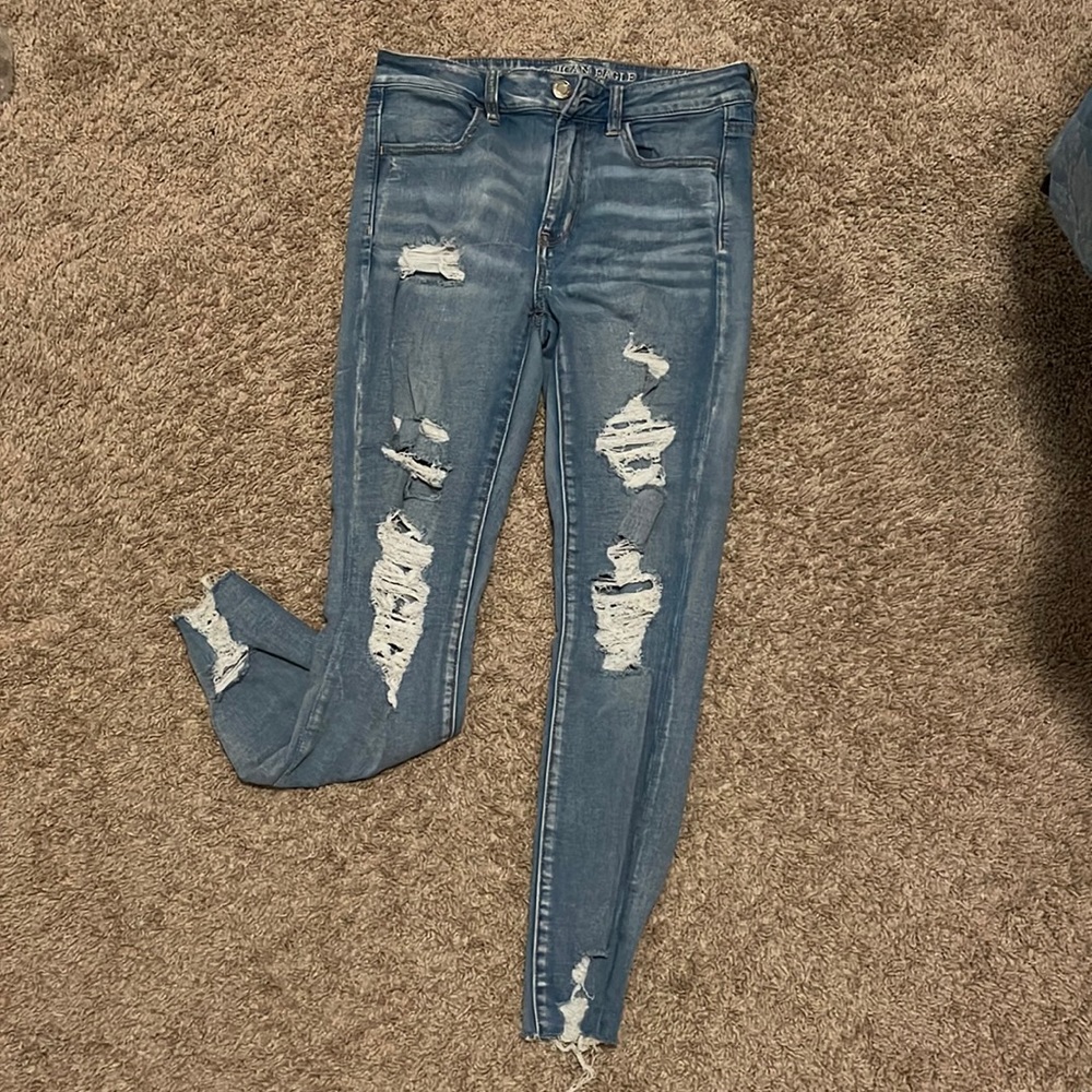 American Eagle High Rise Ripped Jeans